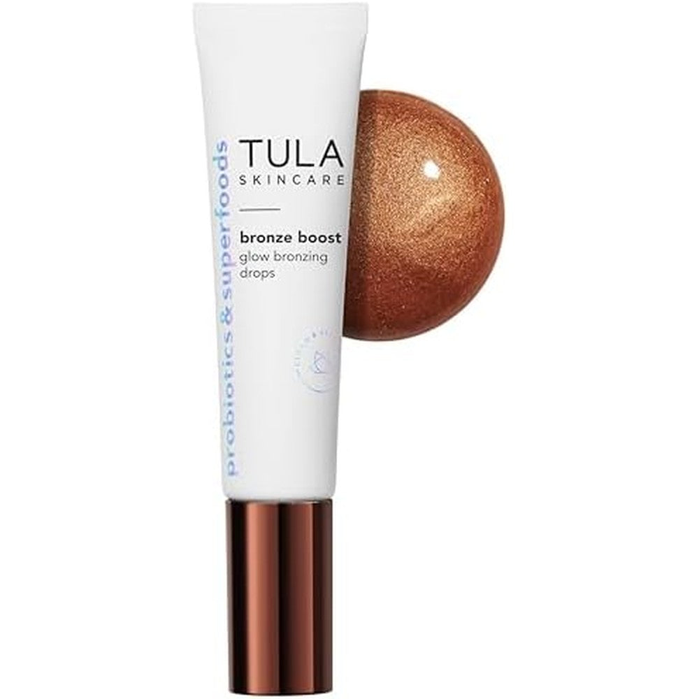 TULA Skin Care Bronze Boost Glow Bronzing Drops front view bottle for radiant skin.