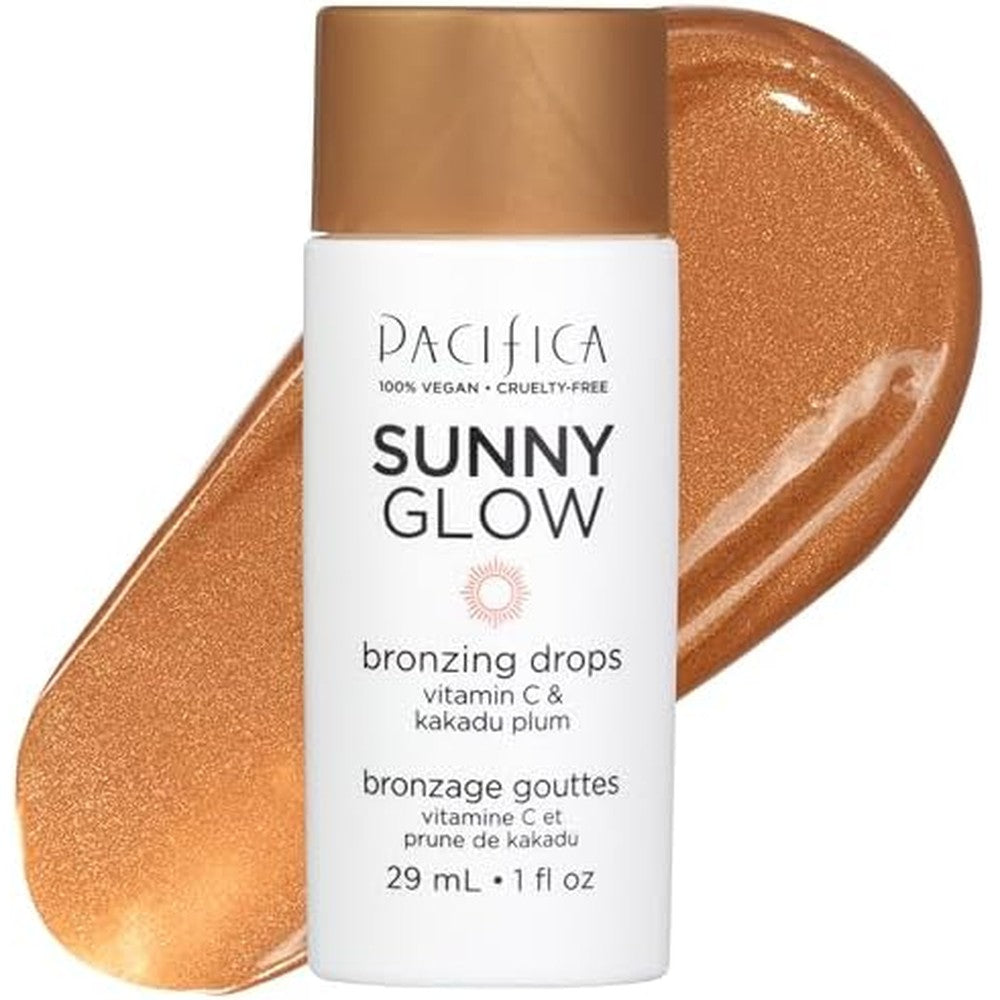 Pacifica Sunny Glow Liquid Face Bronzer Drops front view bottle for illuminating makeup look