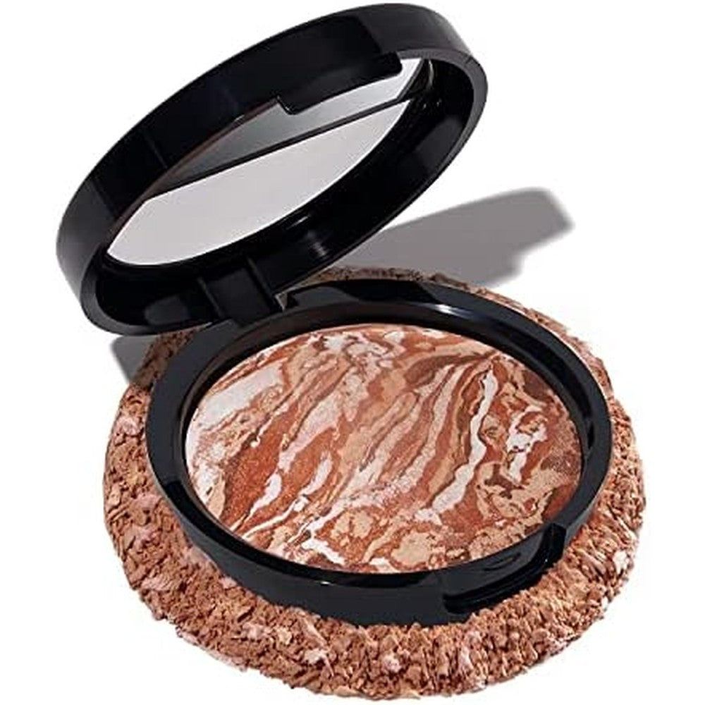 Laura Geller New York Baked Bronze-N-Brighten Multipurpose Powder Bronzer Medium front view showing the swirled terracotta dome.