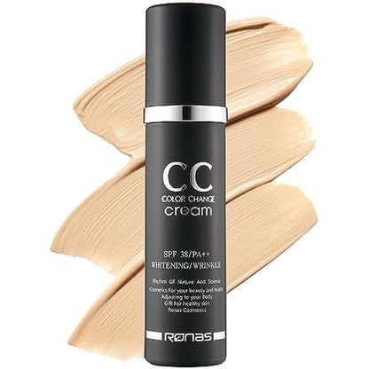 Ronas CC Color Change Cream bottle front view for UV protection