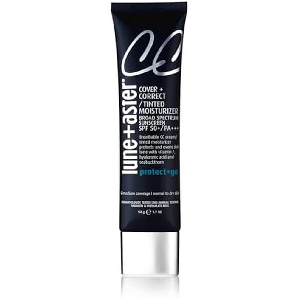 Lune and Aster CC Cream Broad Spectrum SPF 50 Medium shade front tube view