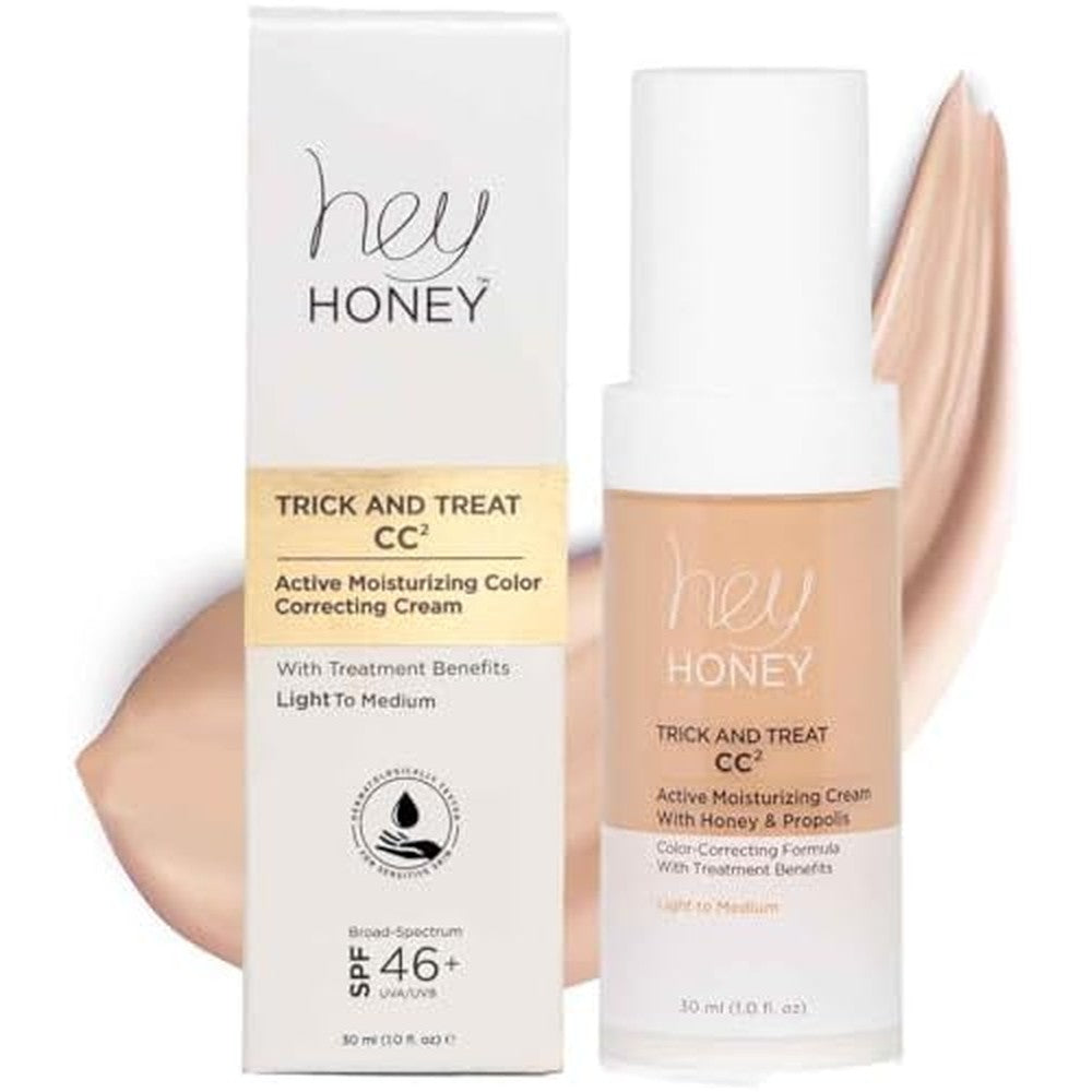 Hey Honey Trick and Treat CC Cream SPF 46 bottle front view.