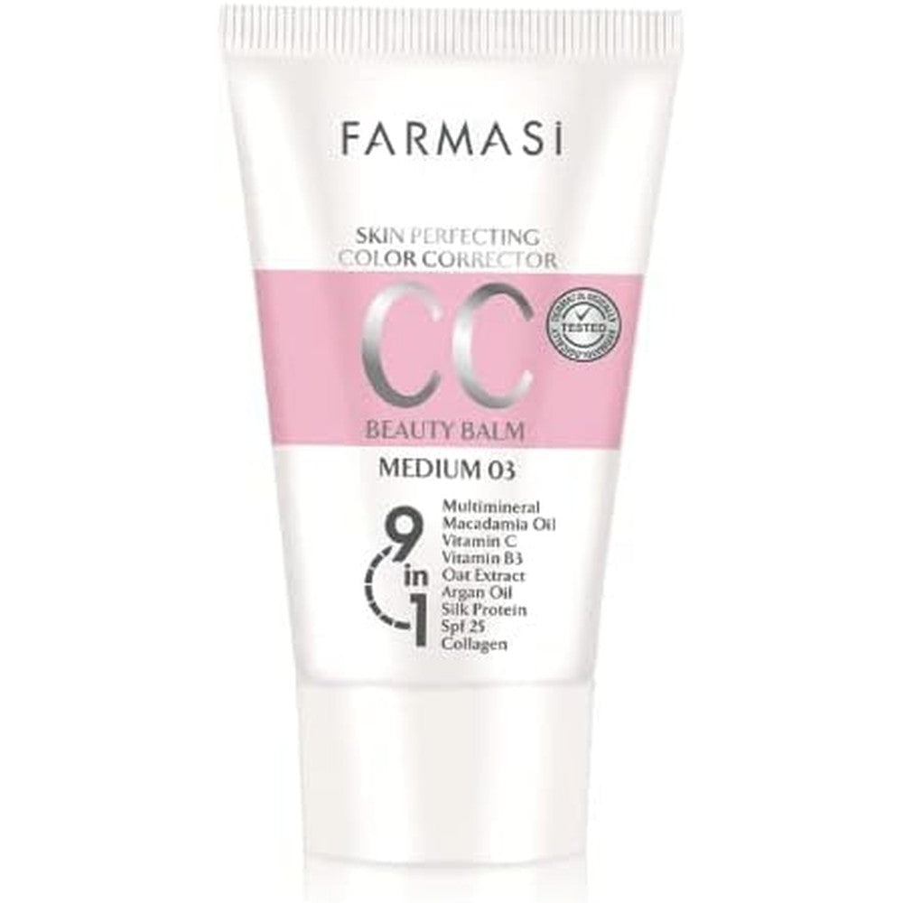 Farmasi CC Color Correcting Cream Medium shade front view bottle