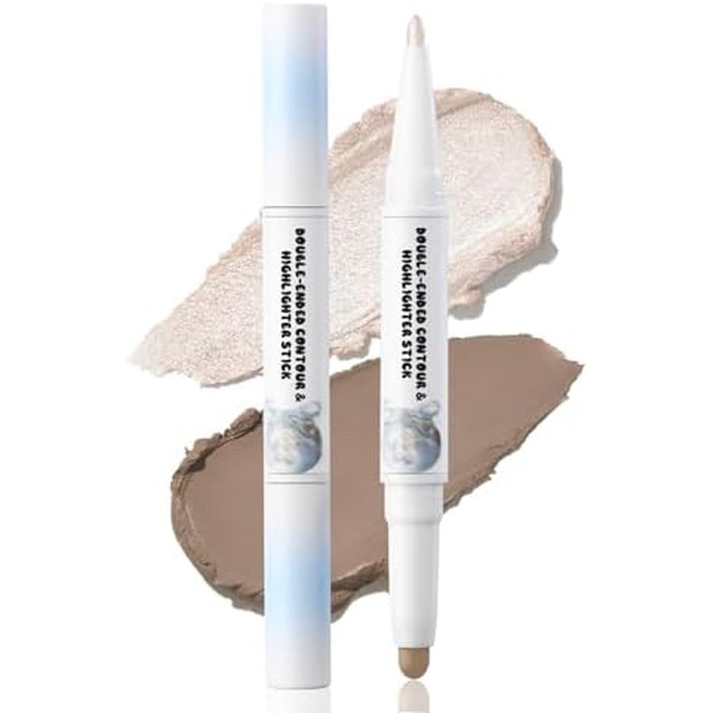Euphily Flortte dual ended cool toned contour and champagne highlighter stick front view highlighting the precision tips.