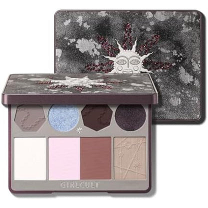 GIRLCULT All-In-One Makeup Palette front view featuring the dark-themed sun emblem case.