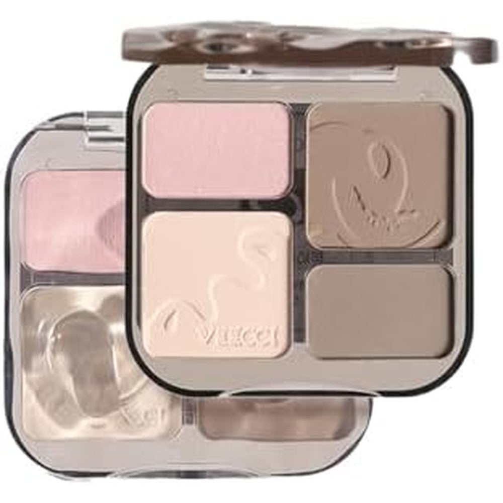 Veecci Face and Body Contour Palette front view showing four matte and shimmer makeup powders