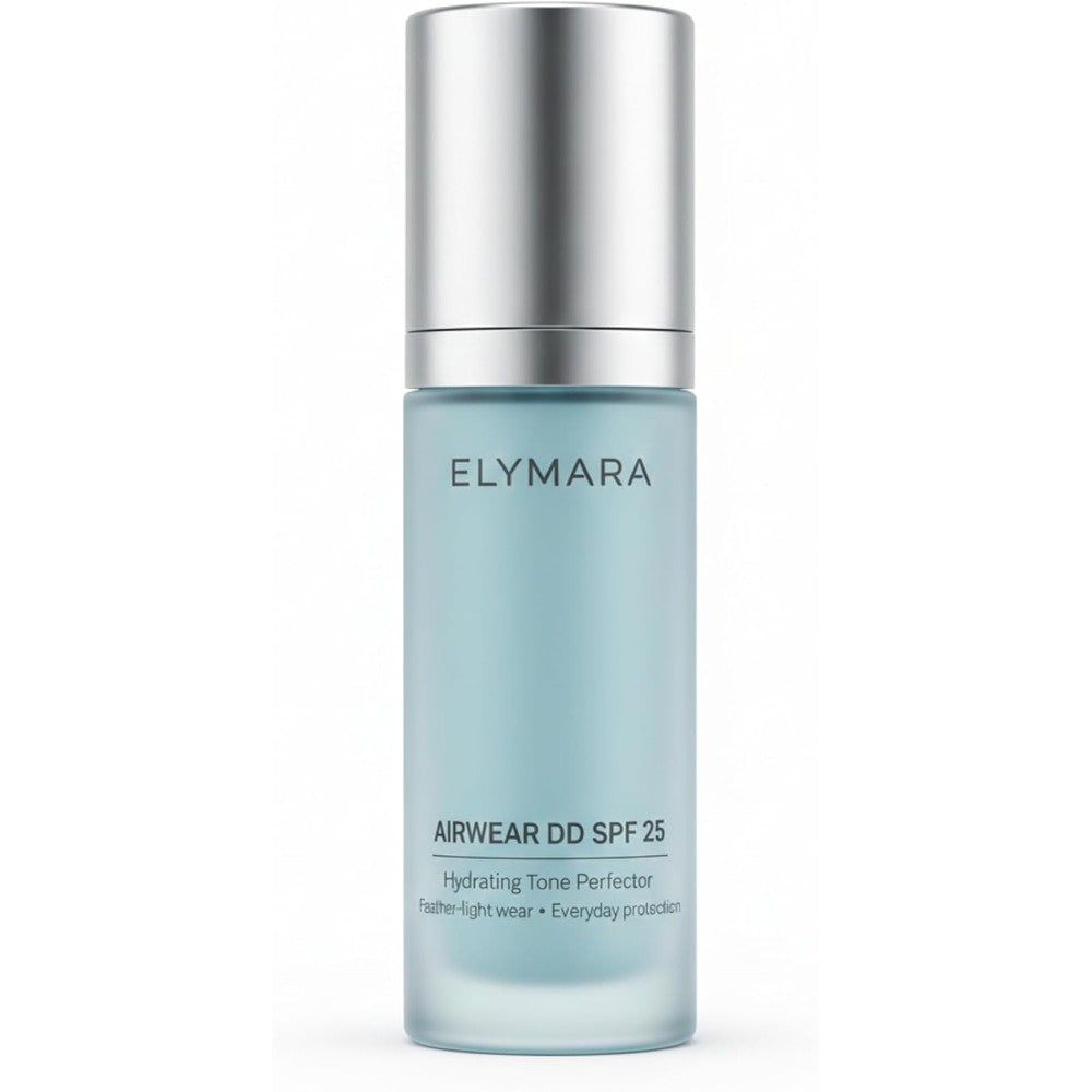Elymara AirWear DD Cream front view in blue bottle with silver cap