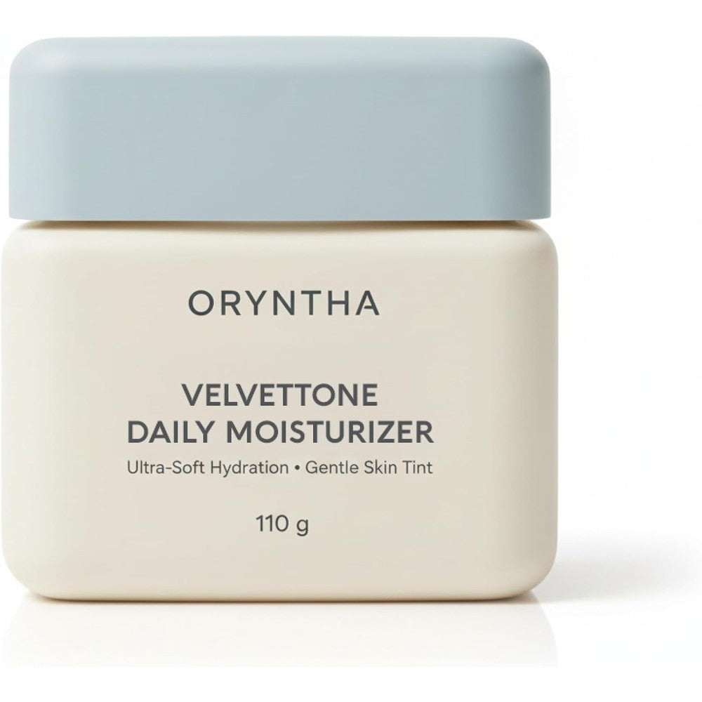 Oryntha VelvetTone daily moisturizer front view of the 110g jar