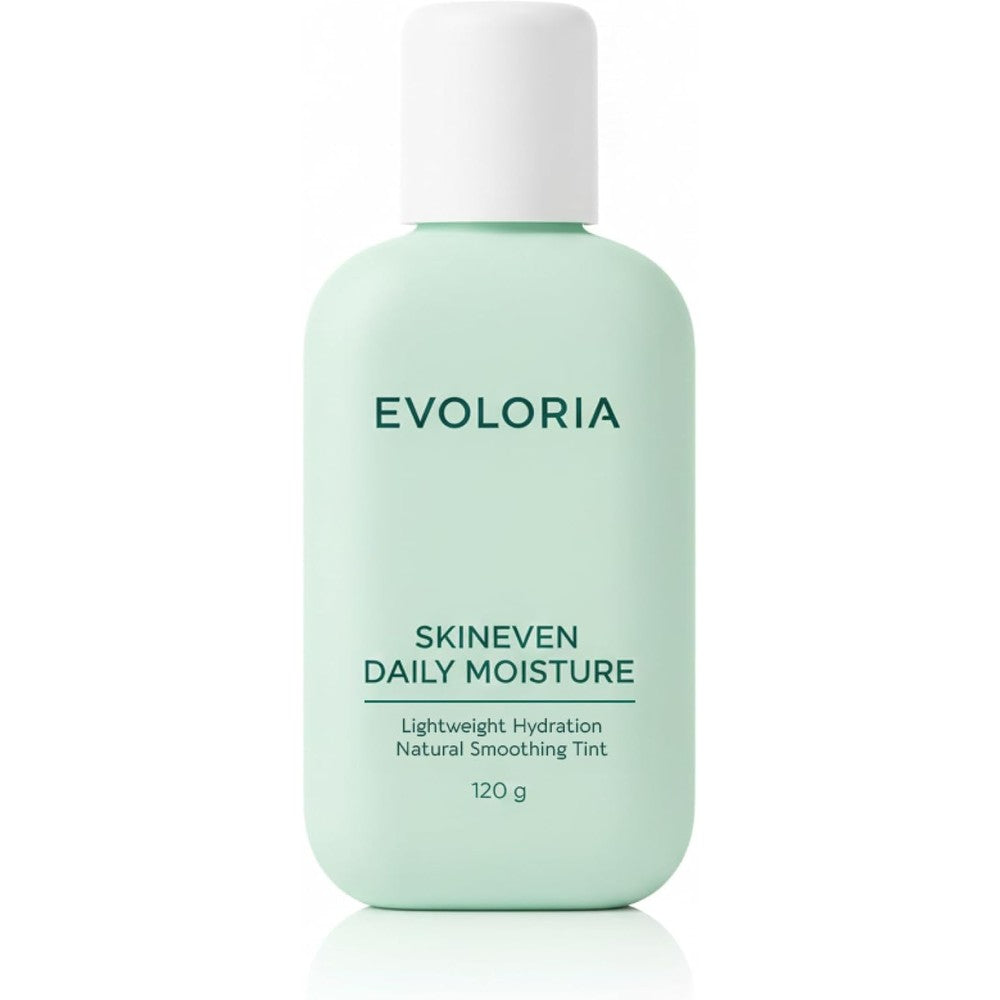 Evoloria Skineven Daily Moisture front view bottle of lightweight tinted moisturizer for glowing skin