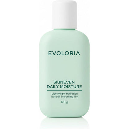 Evoloria Skineven Daily Moisture front view bottle of lightweight tinted moisturizer for glowing skin
