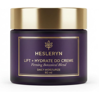 Hesleryn Lift and Hydrate Creme front view of sixty milliliter jar showing anti aging firming moisturizer