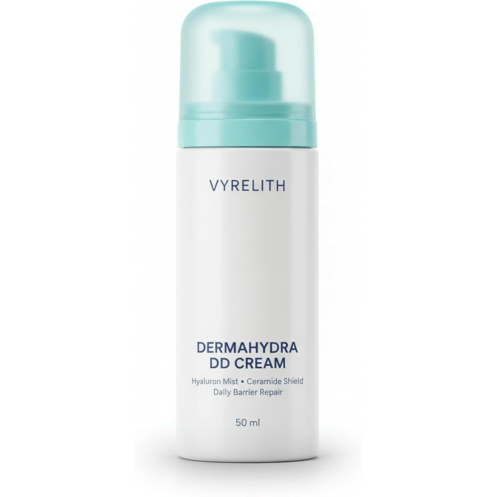 VYRELITH DermaHydra DD Cream front view showing the 50 ml bottle with hyaluron mist branding.