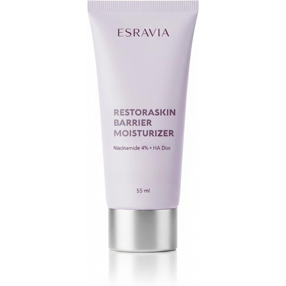 Esravia Restoraskin Barrier Moisturizer front view of the light purple 55 ml tube packaging