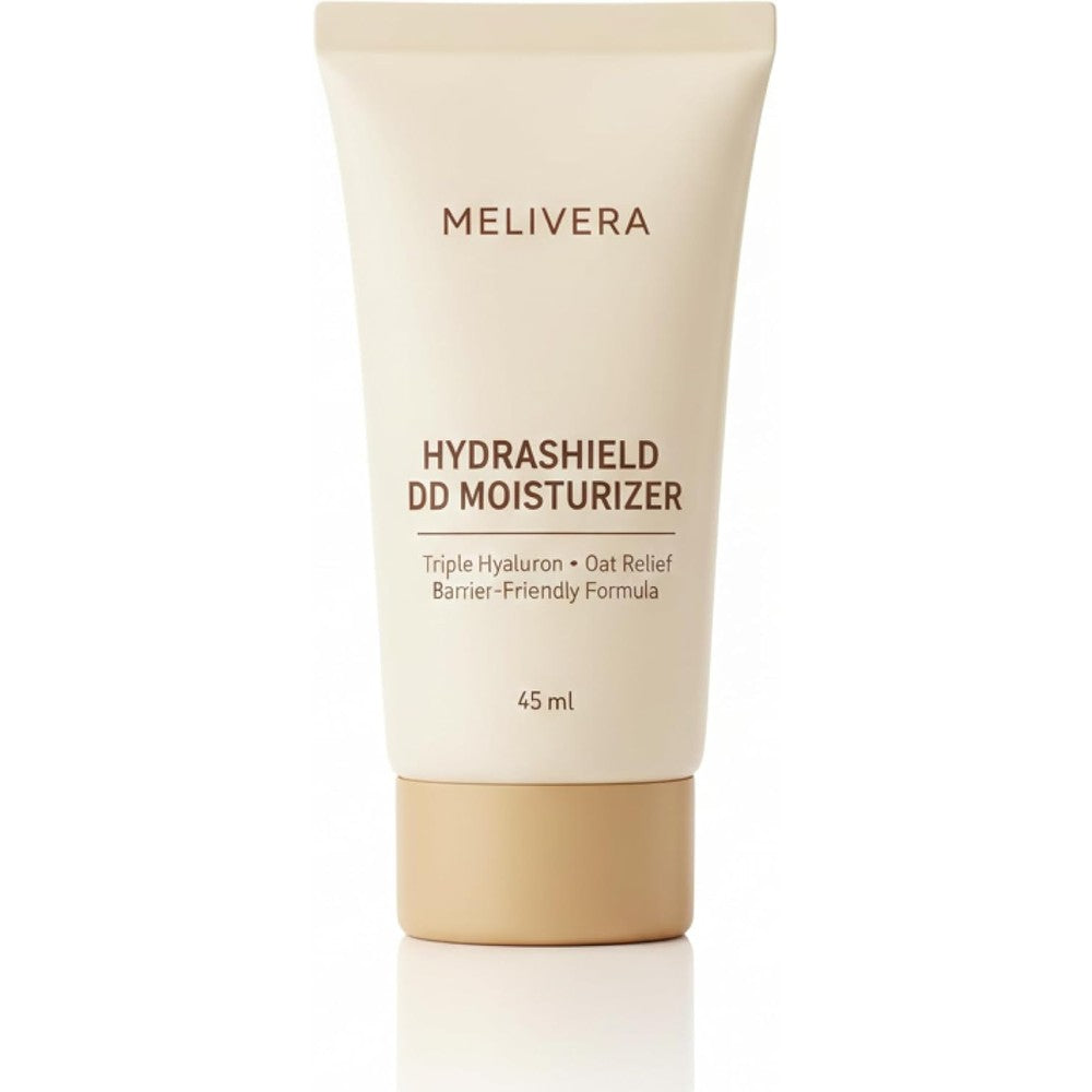 MELIVERA HydraShield DD Moisturizer front view bottle on a clean white background for daily skin hydration