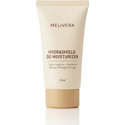 MELIVERA HydraShield DD Moisturizer front view bottle on a clean white background for daily skin hydration