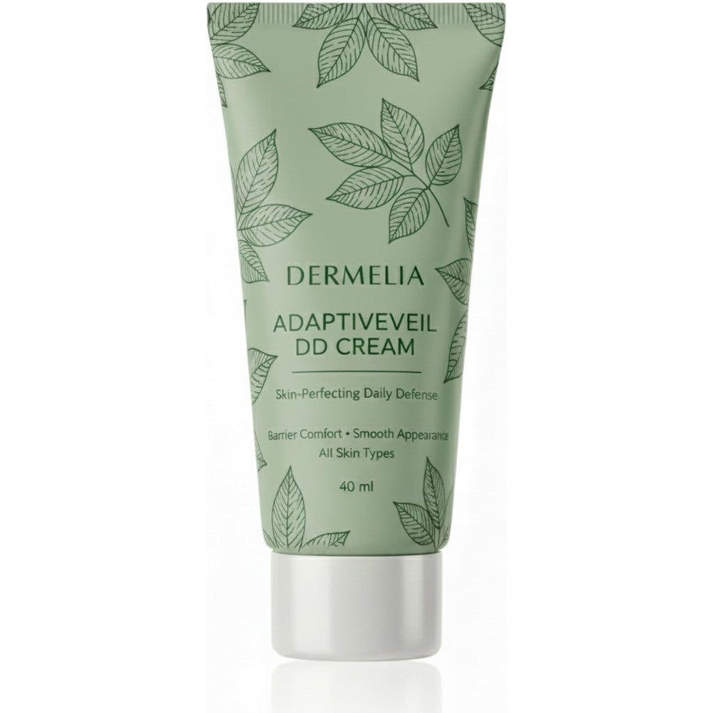 DERMELIA AdaptiveVeil DD Cream front view packaging of the daily defense tinted moisturizer.