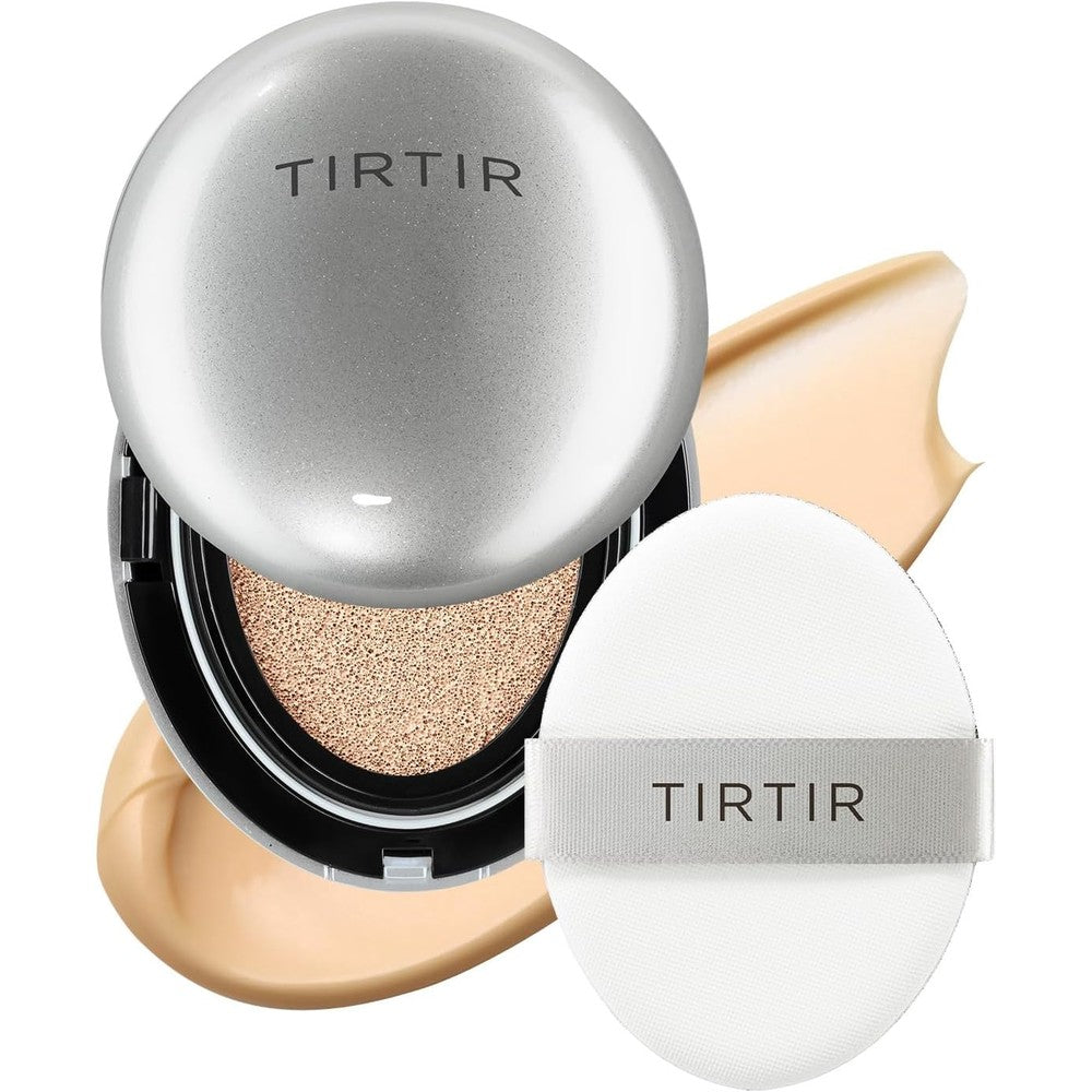 TIRTIR Mask Fit Aura Silver cushion foundation 23N Sand for dewy glow makeup