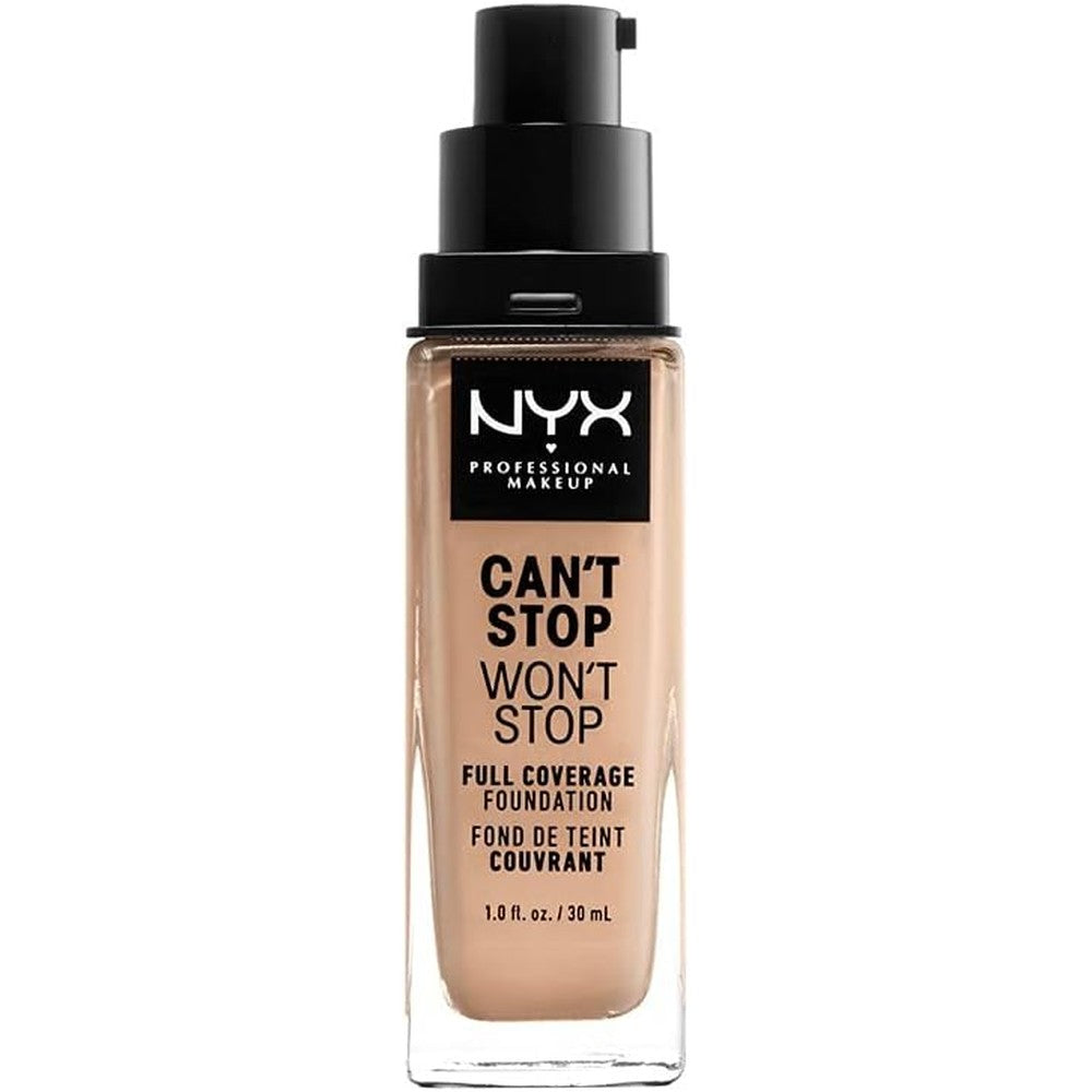 NYX Professional Makeup Can't Stop Won't Stop Full Coverage Foundation Natural front view bottle cosmetics