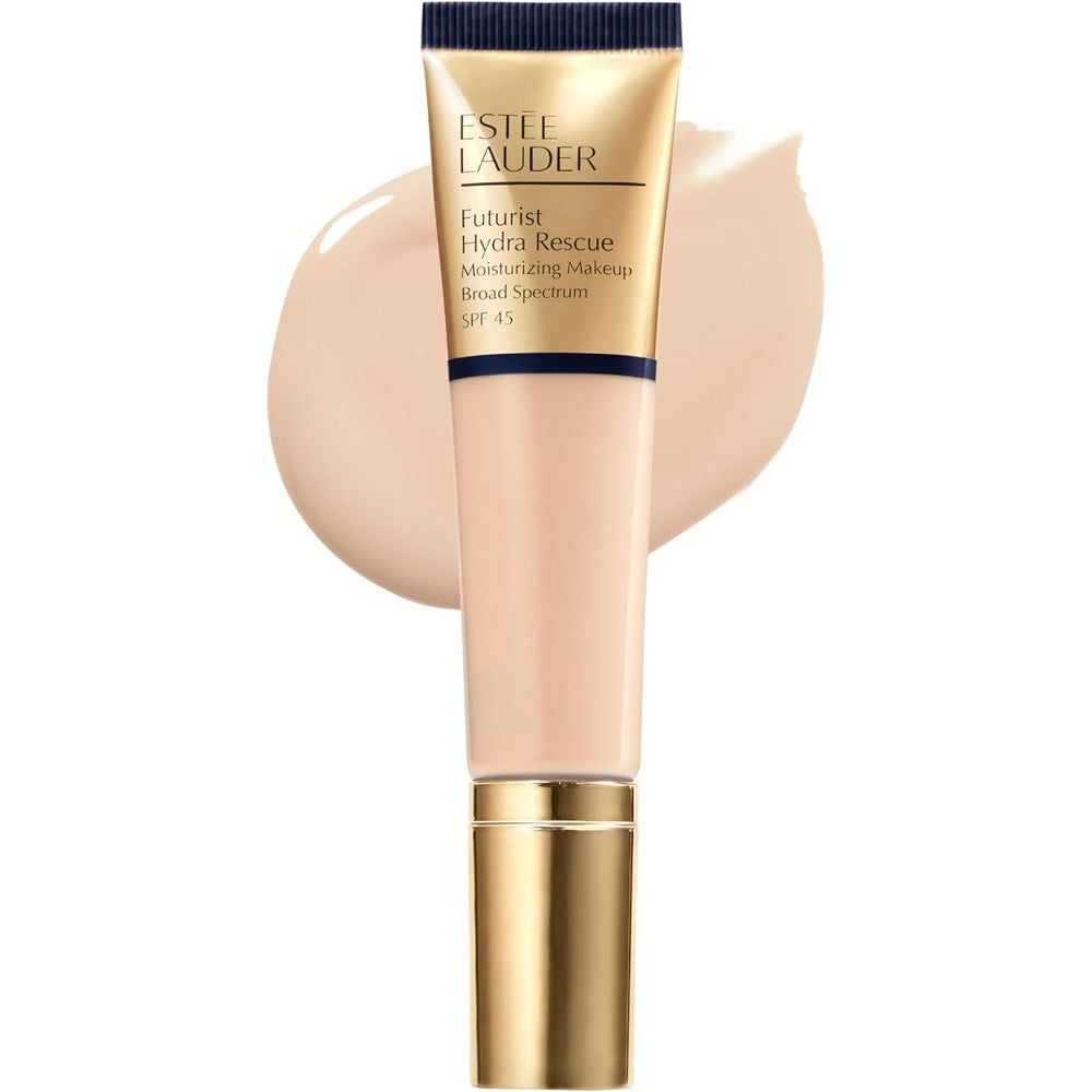 Estée Lauder Futurist Hydra Rescue Moisturizing Foundation front view showing the sleek tube packaging.