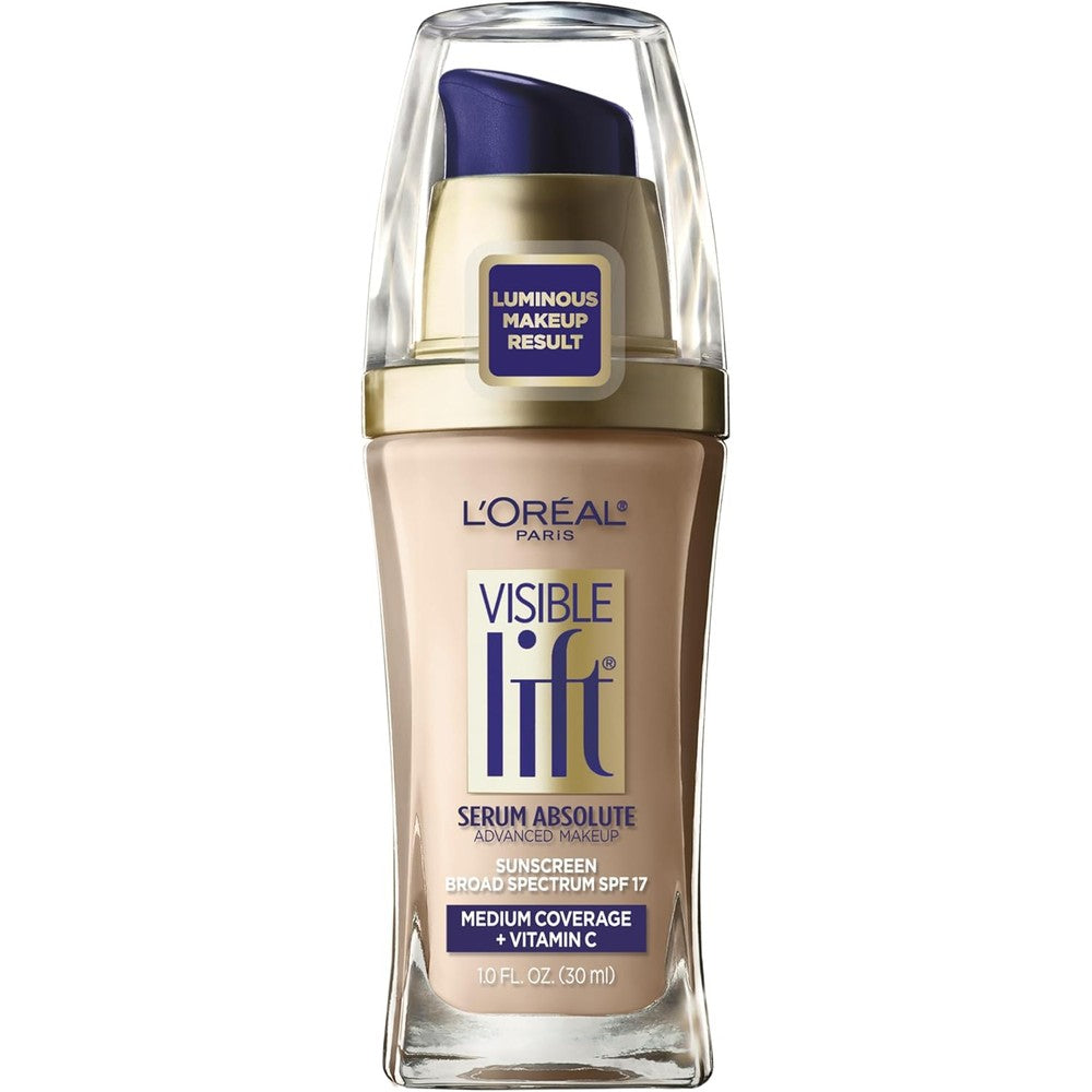 L'Oreal Paris Visible Lift Serum Absolute Foundation bottle front view anti aging makeup