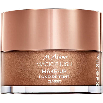 M Asam Magic Finish Makeup Mousse front view of the jar showing the classic four in one primer foundation concealer and powder formula.