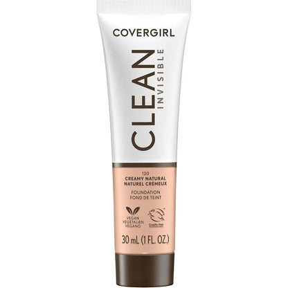 COVERGIRL Clean Invisible Liquid Foundation Creamy Natural front view tube
