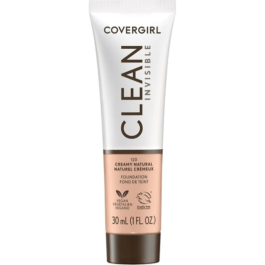 COVERGIRL Clean Invisible Liquid Foundation Creamy Natural front view tube