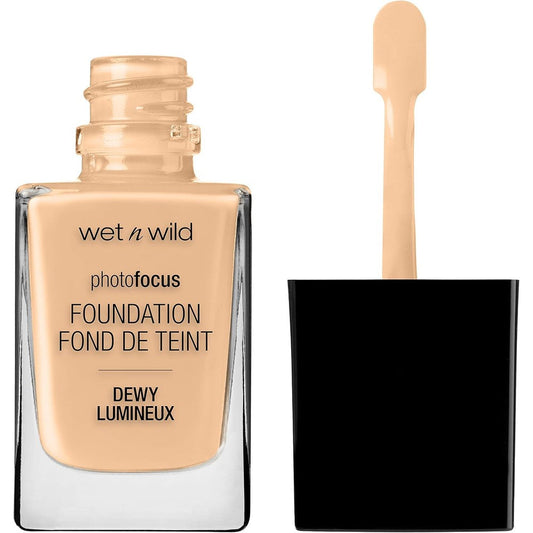 Wet N Wild Photo Focus Dewy Liquid Foundation Soft Beige front view bottle