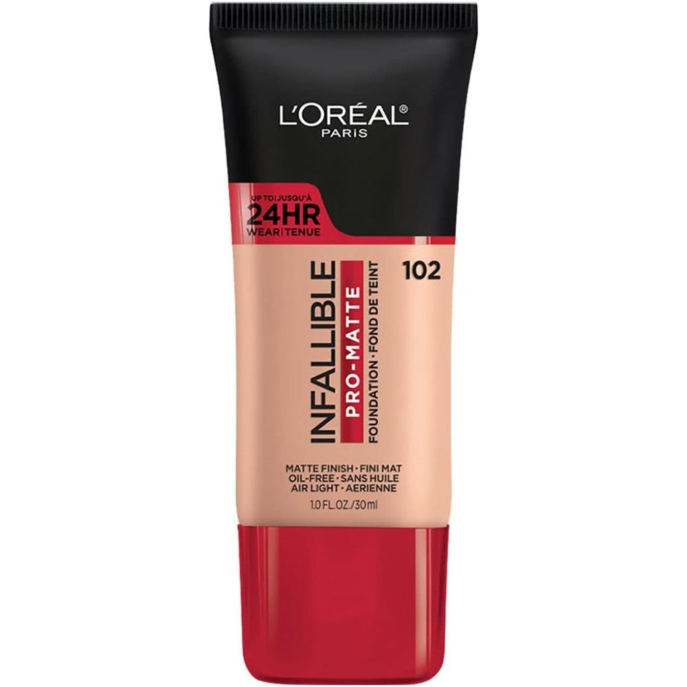 L'Oreal Paris Infallible Pro-Matte Foundation front view showing the liquid makeup tube.