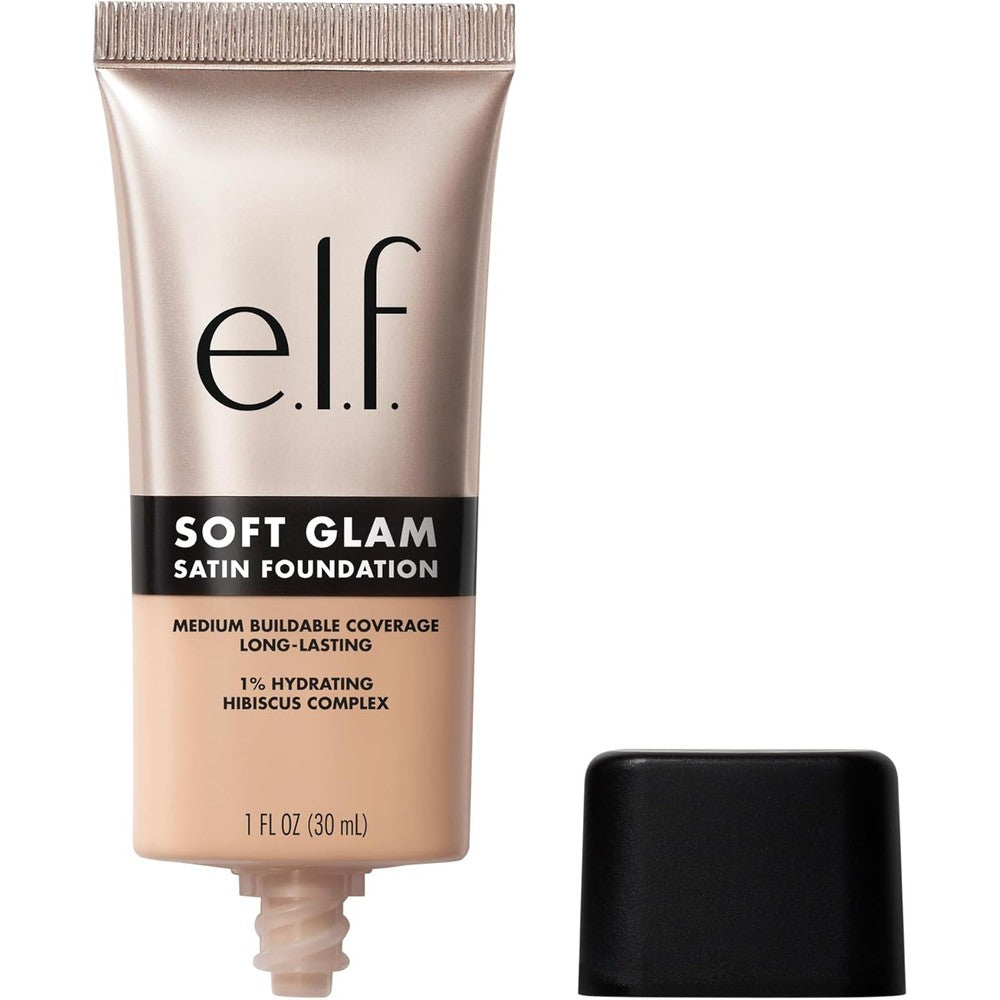 E.l.f. Soft Glam Satin Foundation front view of the tube in shade 25 Light Neutral