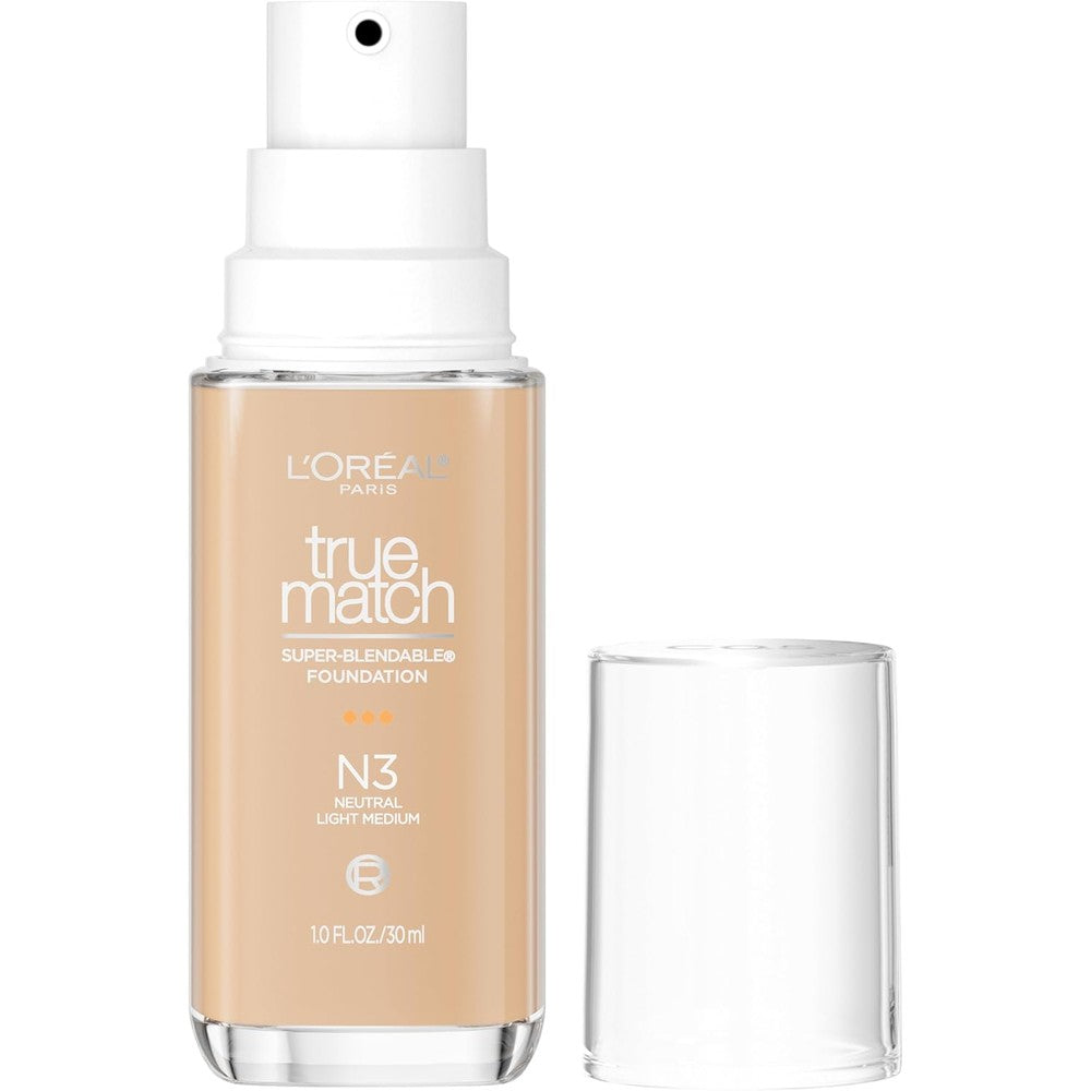 L'Oreal Paris True Match Super-Blendable Foundation N3 front view bottle