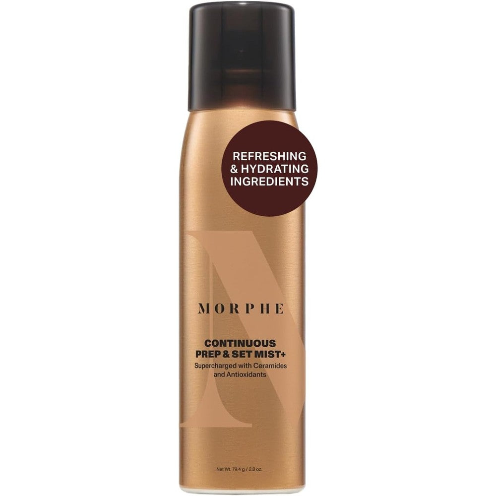 Morphe continuous prep and set mist front view bottle packaging