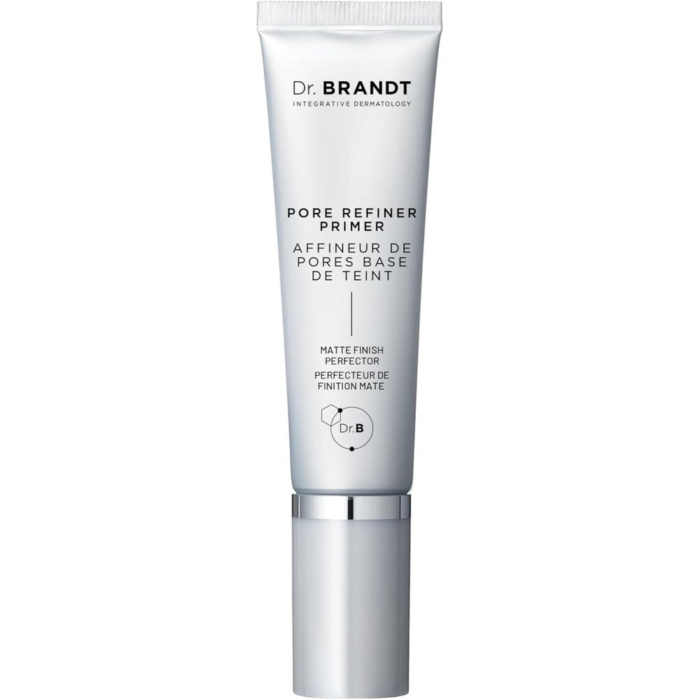 Dr. Brandt Pores No More Pore Refiner Primer front view in silver tube