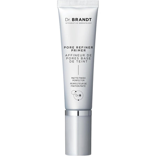 Dr. Brandt Pores No More Pore Refiner Primer front view in silver tube