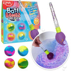 Zimpli Kids Baff Bombz Magic Brush front view packaging showcasing the magic wand and four color changing bath fizzers