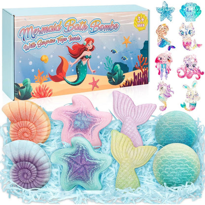 Duchong mermaid bath bombs for kids eight pack front view box packaging