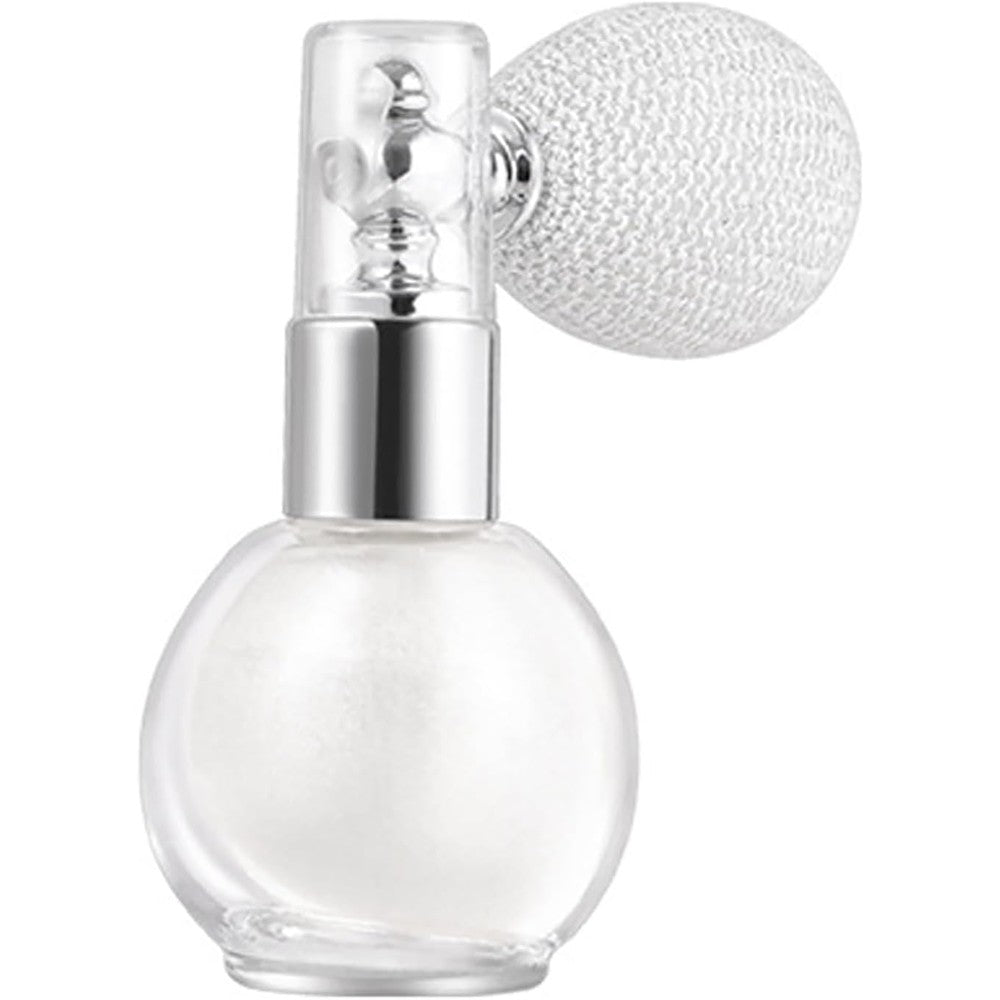 Minkissy face body hair glitter highlighter spray front view with vintage atomizer bottle