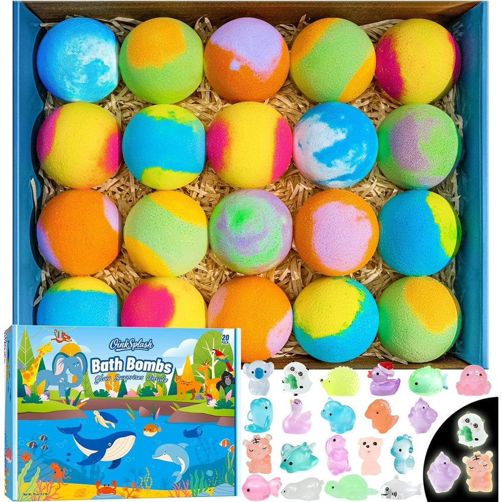 OinkSplash kids bath bombs front view of gift box packaging
