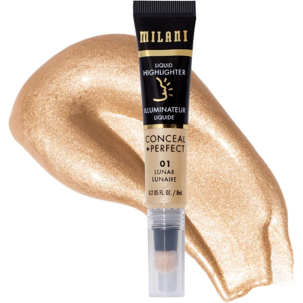 Milani liquid highlighter front view packaging and bottle