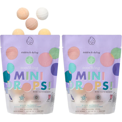 Dabble and Dollop Soothing Mini Bath Bombs front view packaging