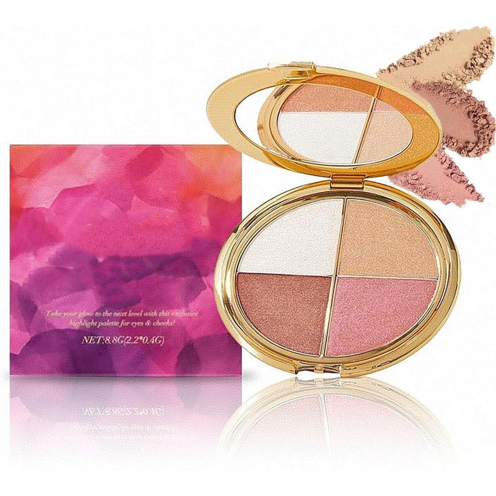 Tarte Glow Wardrobe Highlighting Eye and Cheek Palette front view showing gold compact