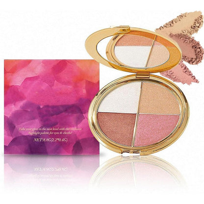 Tarte Glow Wardrobe Highlighting Eye and Cheek Palette front view showing gold compact