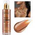 SBHEANGBA body shimmer oil front view showing the 100 milliliter bottle and bronze gold liquid illuminator.