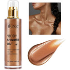 SBHEANGBA body shimmer oil front view showing the 100 milliliter bottle and bronze gold liquid illuminator.