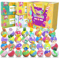Lisotera bath bombs for kids front view showing the 32 pack gift box with colorful packaging.