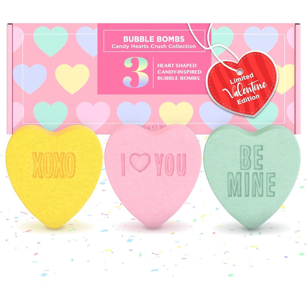 Two Sisters Candy Hearts Crush Collection bath bombs front view packaging