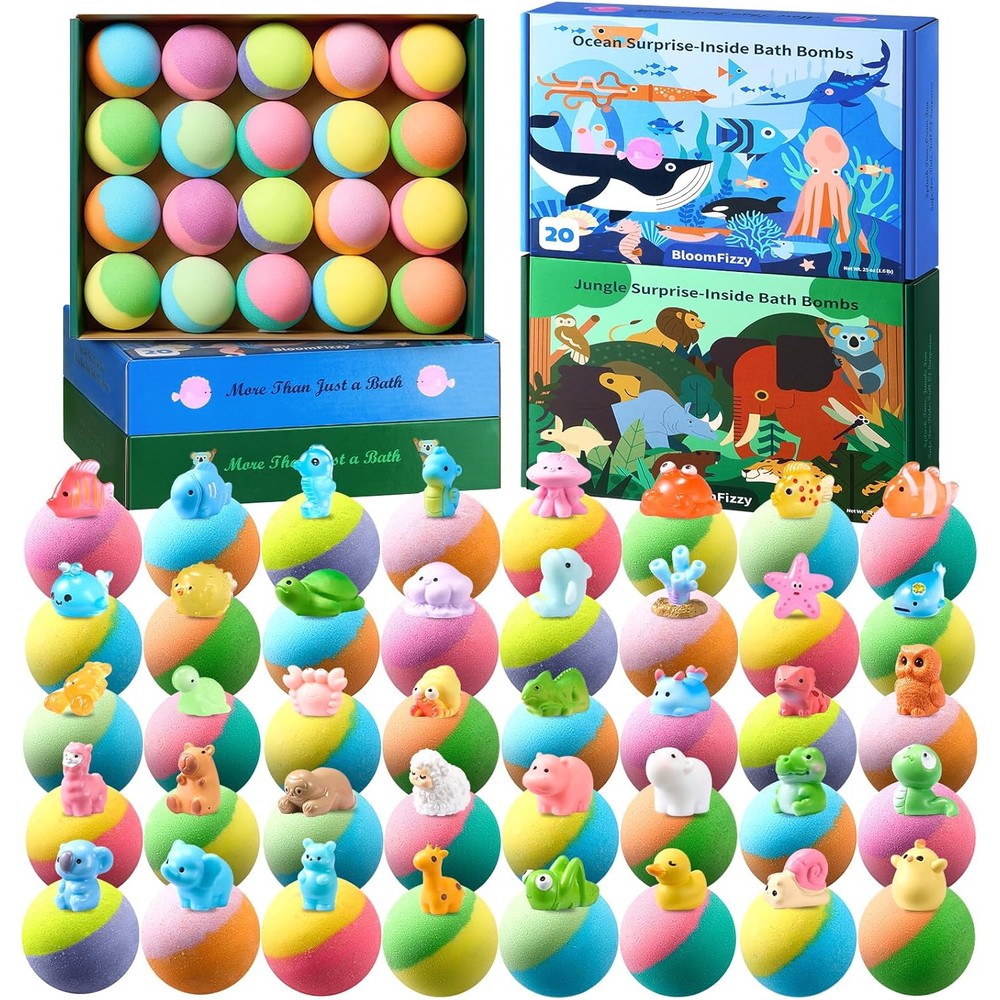 BloomFizzy kids bath bombs 40 count gift set front view