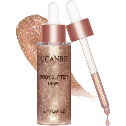 UCANBE Hydrating Body Glitter Dewy Highlighter front view bottle
