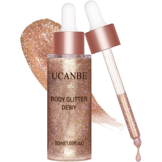 UCANBE Hydrating Body Glitter Dewy Highlighter front view bottle