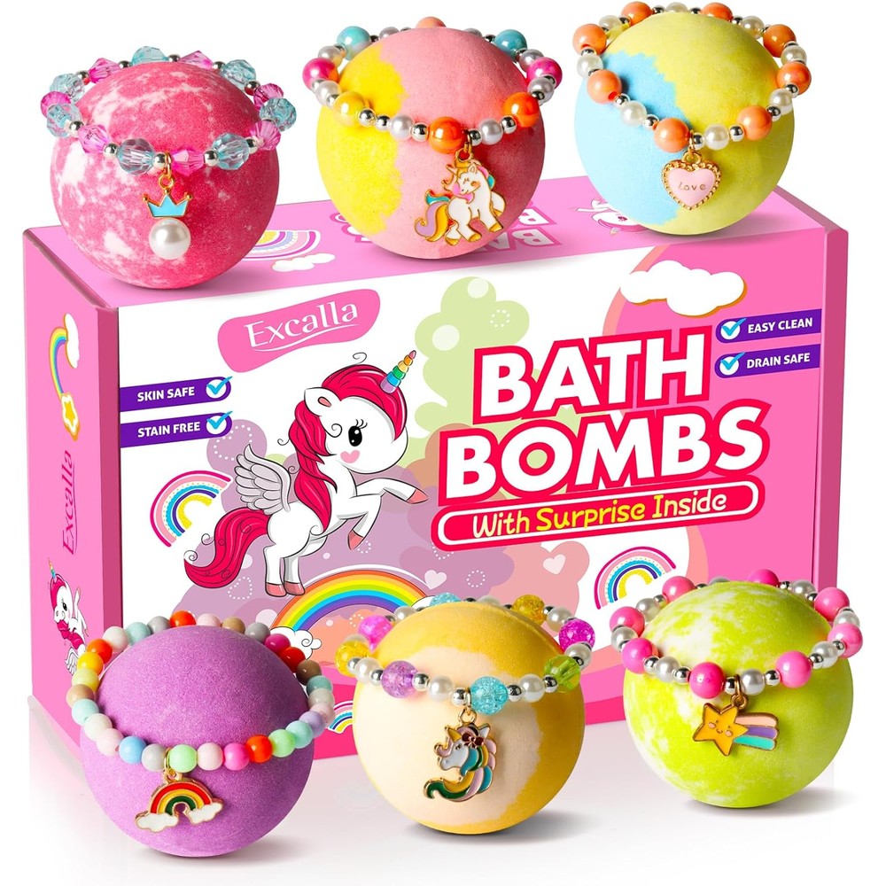 Excalla unicorn bath bombs front view gift box packaging